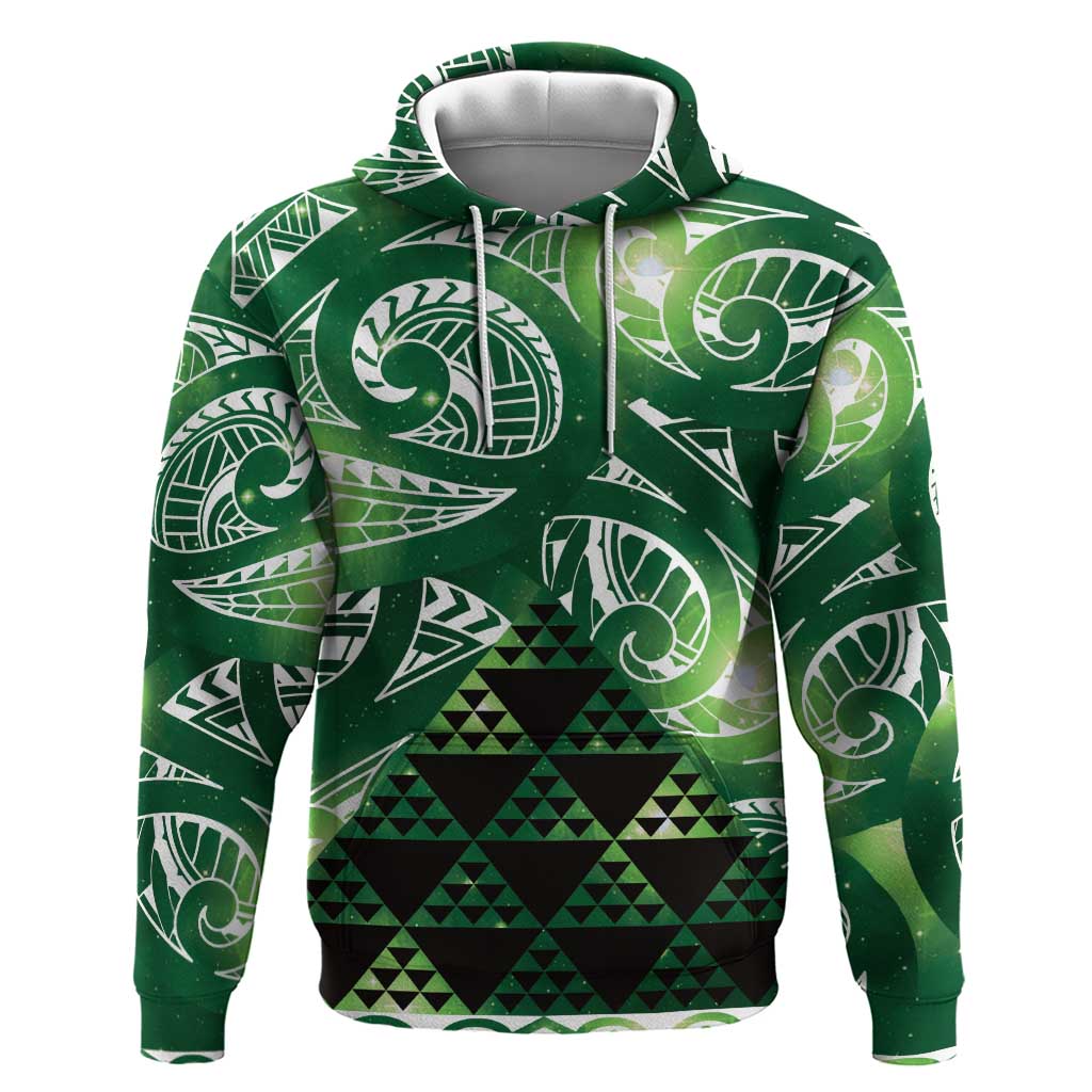 Matariki New Zealand Zip Hoodie NZ Niho Taniwha Maori New Year Green Galaxy LT14 Pullover Hoodie Green - Polynesian Pride