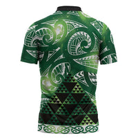 Matariki New Zealand Zipper Polo Shirt NZ Niho Taniwha Maori New Year Green Galaxy LT14 - Polynesian Pride
