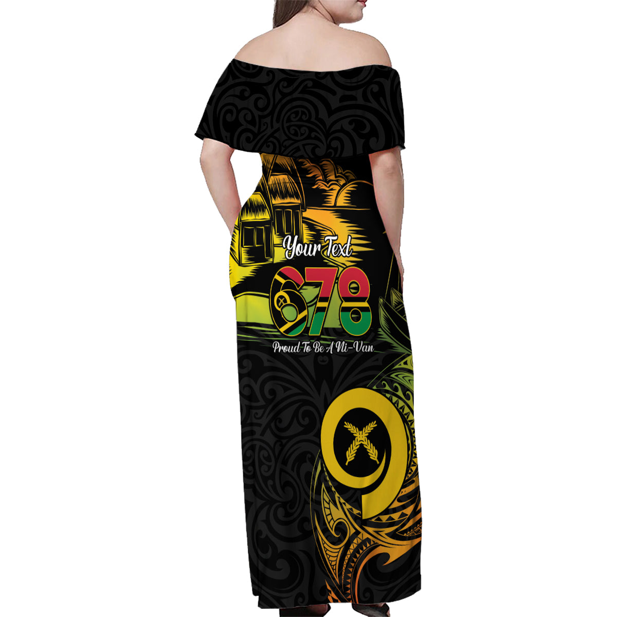 Personalised Vanuatu 678 Family Matching Off Shoulder Maxi Dress and Hawaiian Shirt Proud To Be A Ni-Van LT14 - Polynesian Pride