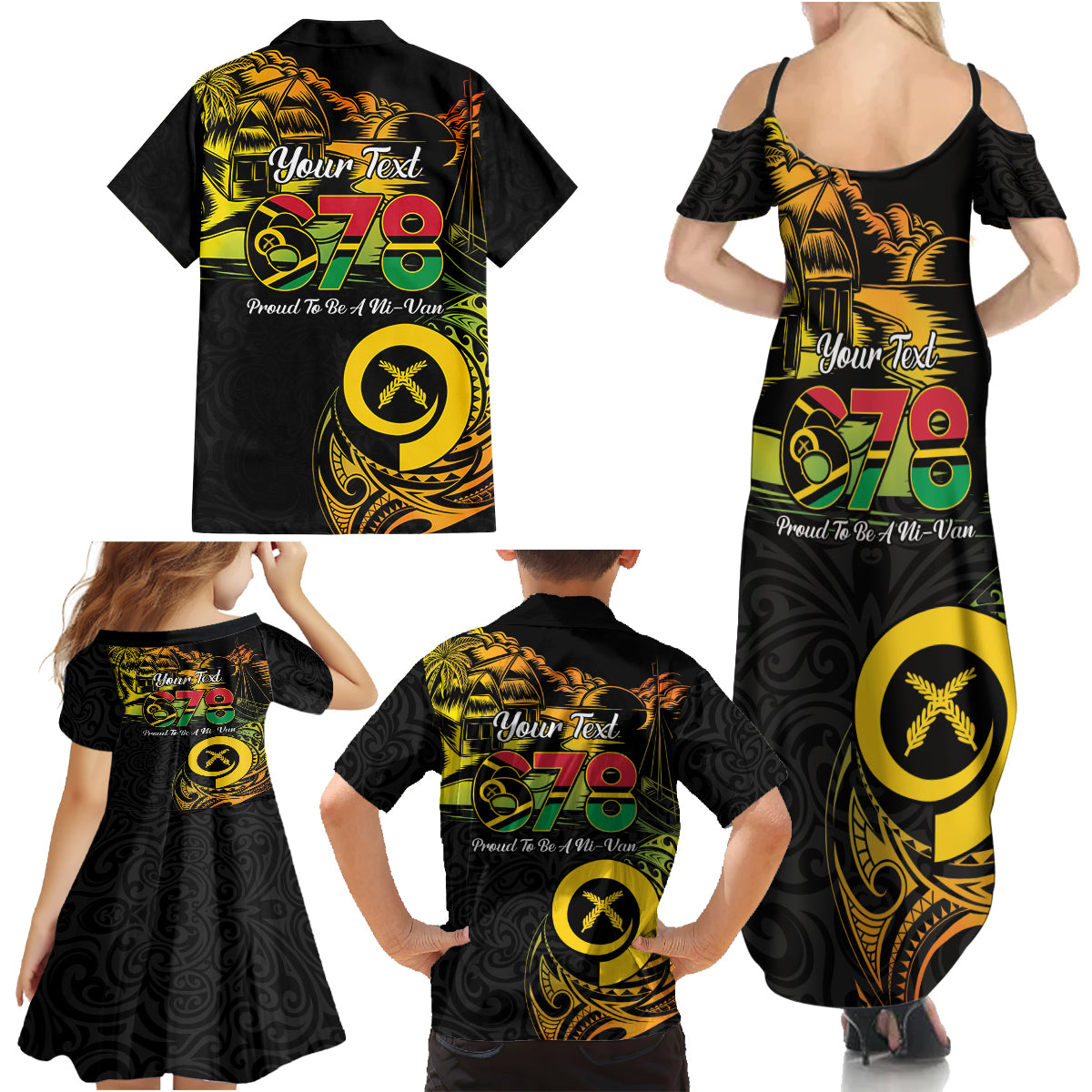 Personalised Vanuatu 678 Family Matching Summer Maxi Dress and Hawaiian Shirt Proud To Be A Ni-Van LT14 - Polynesian Pride