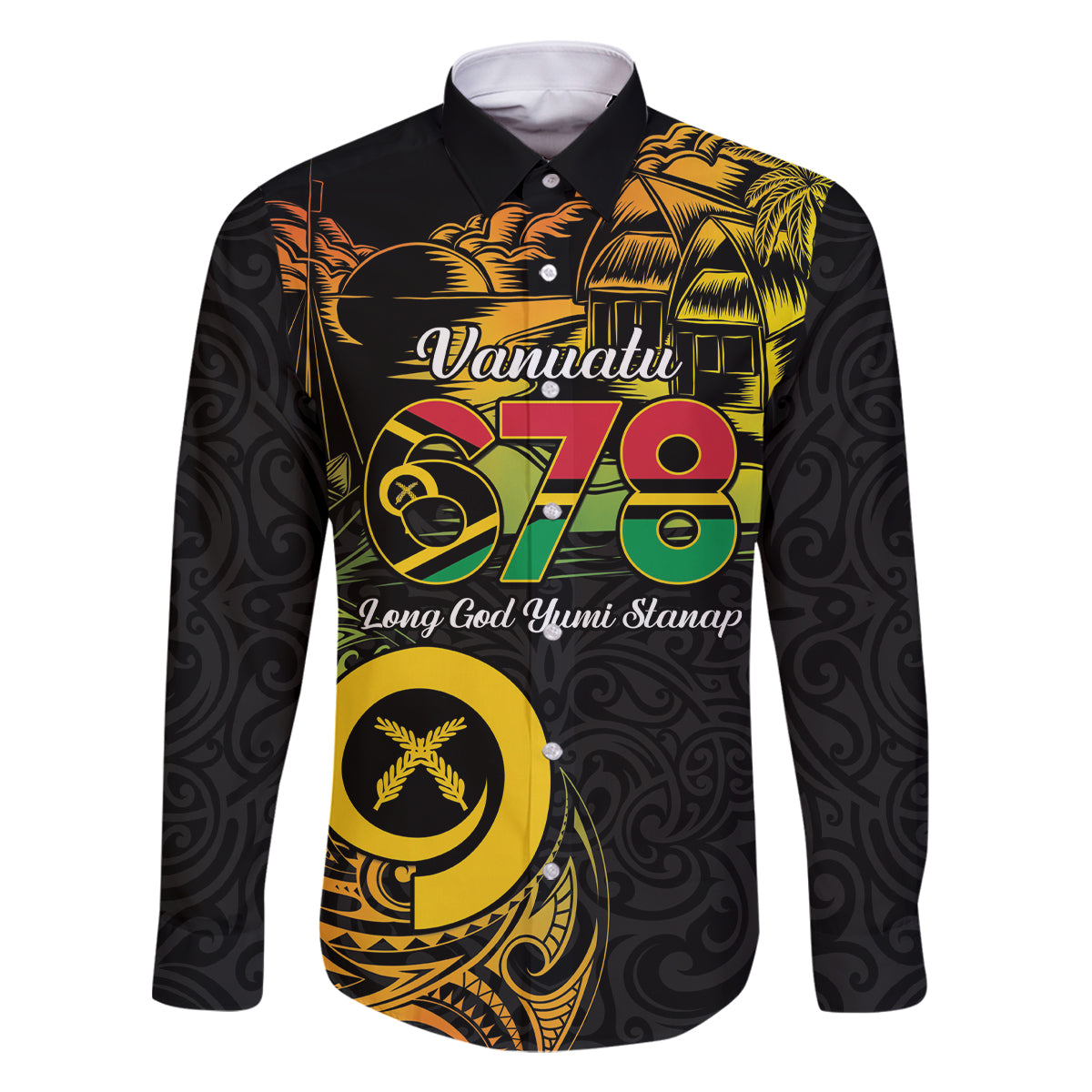 Personalised Vanuatu 678 Family Matching Summer Maxi Dress and Hawaiian Shirt Proud To Be A Ni-Van LT14 Dad's Shirt - Long Sleeve Black - Polynesian Pride