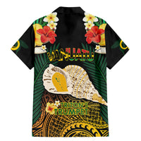 Vanuatu Triton's Trumpet Family Matching Mermaid Dress and Hawaiian Shirt Tropical Flowers Vanuatuan Map LT14 - Polynesian Pride