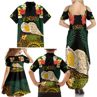 Vanuatu Triton's Trumpet Family Matching Summer Maxi Dress and Hawaiian Shirt Tropical Flowers Vanuatuan Map LT14 - Polynesian Pride