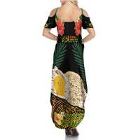 Vanuatu Triton's Trumpet Family Matching Summer Maxi Dress and Hawaiian Shirt Tropical Flowers Vanuatuan Map LT14 - Polynesian Pride