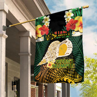 Vanuatu Triton's Trumpet Garden Flag Tropical Flowers Vanuatuan Map LT14 House Flag Black - Polynesian Pride