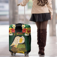 Vanuatu Triton's Trumpet Luggage Cover Tropical Flowers Vanuatuan Map