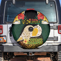 Vanuatu Triton's Trumpet Spare Tire Cover Tropical Flowers Vanuatuan Map LT14 Black - Polynesian Pride