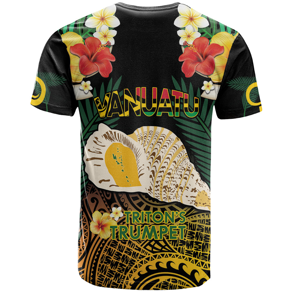 Vanuatu Triton's Trumpet T Shirt Tropical Flowers Vanuatuan Map LT14 - Polynesian Pride