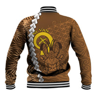 Vanuatu Coconut Crab Baseball Jacket Ni-Van Tropical Leaves With Sand Drawing Art LT14 - Polynesian Pride