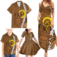 Vanuatu Coconut Crab Family Matching Summer Maxi Dress and Hawaiian Shirt Ni-Van Tropical Leaves With Sand Drawing Art LT14 - Polynesian Pride