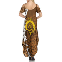 Vanuatu Coconut Crab Family Matching Summer Maxi Dress and Hawaiian Shirt Ni-Van Tropical Leaves With Sand Drawing Art LT14 - Polynesian Pride