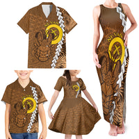 Vanuatu Coconut Crab Family Matching Tank Maxi Dress and Hawaiian Shirt Ni-Van Tropical Leaves With Sand Drawing Art LT14 - Polynesian Pride