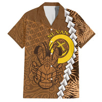 Vanuatu Coconut Crab Hawaiian Shirt Ni-Van Tropical Leaves With Sand Drawing Art LT14 Brown - Polynesian Pride