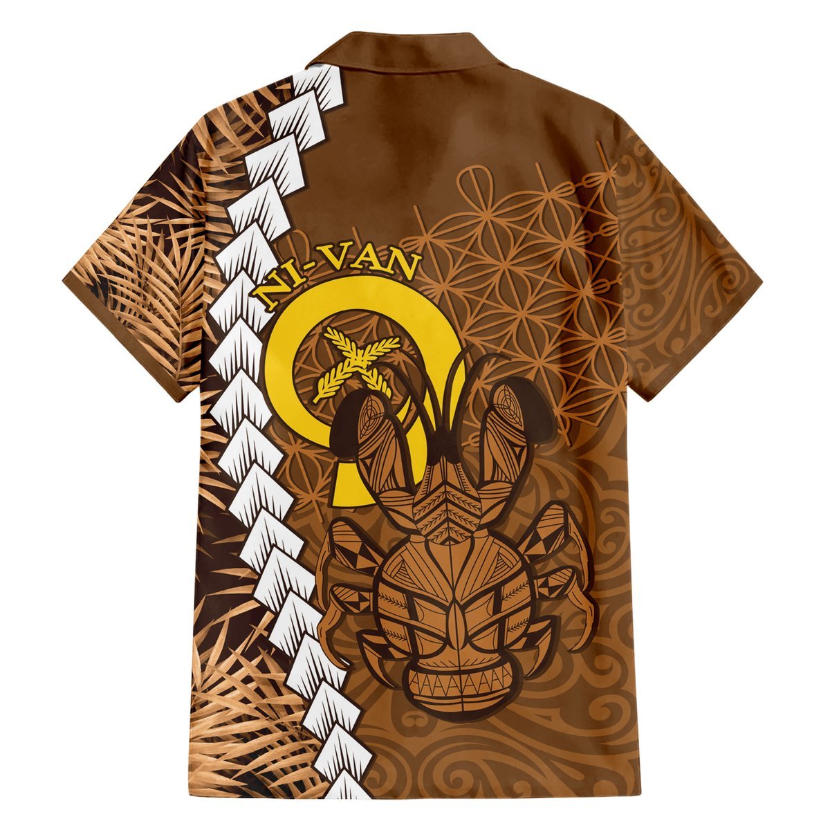 Vanuatu Coconut Crab Hawaiian Shirt Ni-Van Tropical Leaves With Sand Drawing Art LT14 - Polynesian Pride