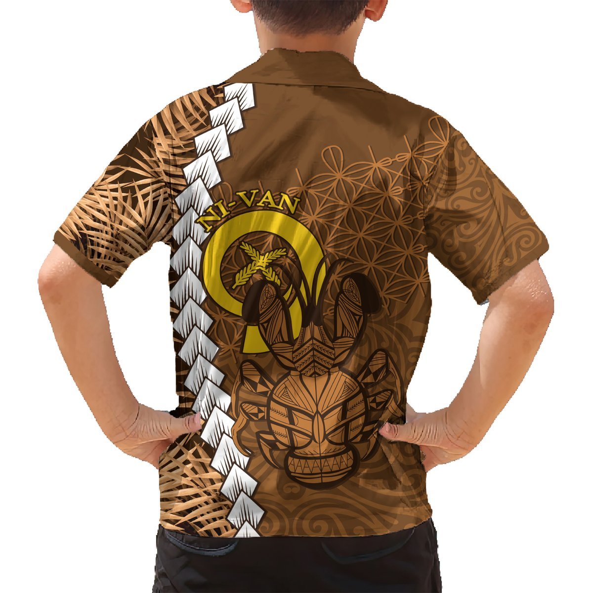 Vanuatu Coconut Crab Hawaiian Shirt Ni-Van Tropical Leaves With Sand Drawing Art LT14 - Polynesian Pride
