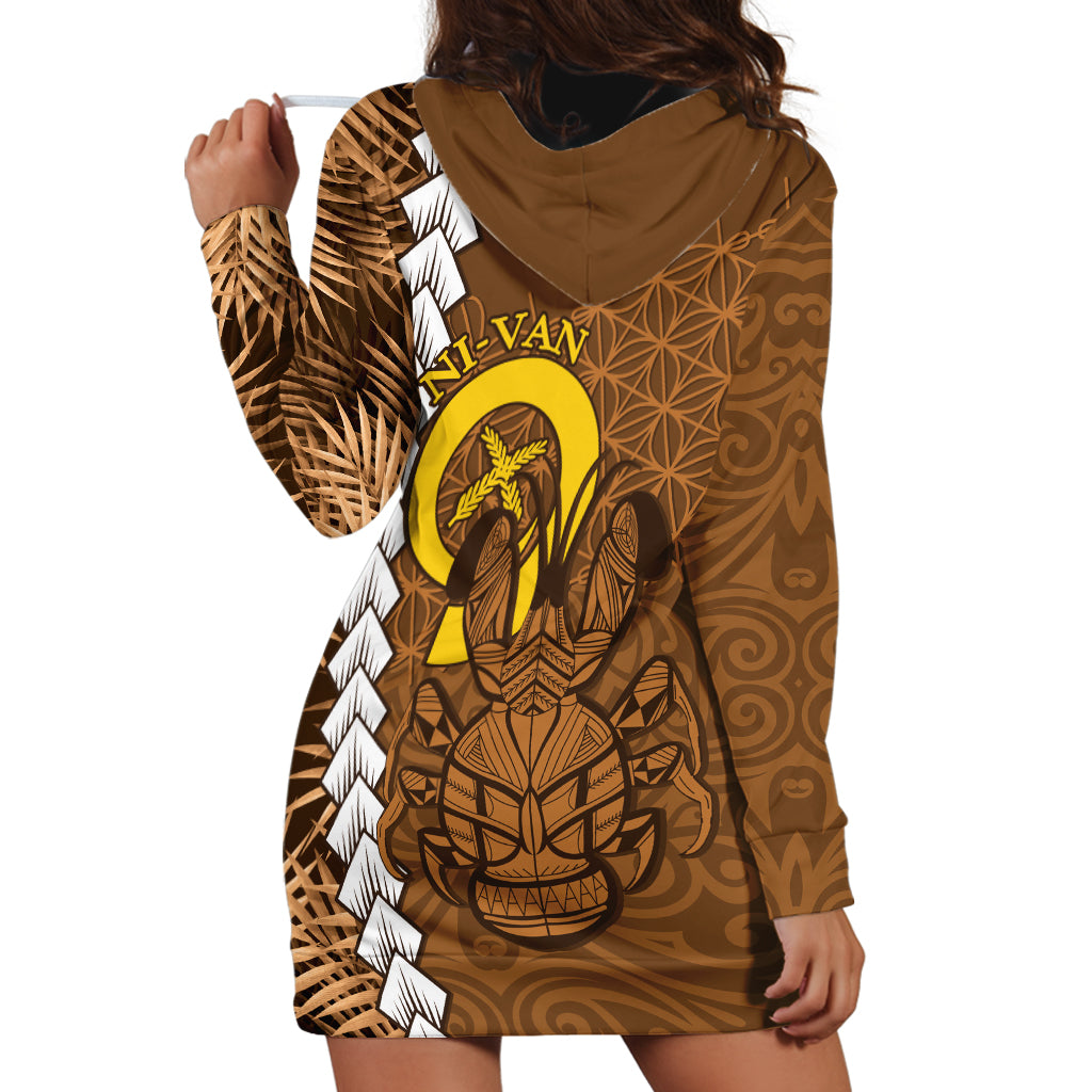 Vanuatu Coconut Crab Hoodie Dress Ni-Van Tropical Leaves With Sand Drawing Art LT14 - Polynesian Pride