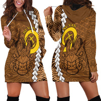 Vanuatu Coconut Crab Hoodie Dress Ni-Van Tropical Leaves With Sand Drawing Art LT14 - Polynesian Pride