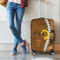 Vanuatu Coconut Crab Luggage Cover Ni-Van Tropical Leaves With Sand Drawing Art LT14 - Polynesian Pride
