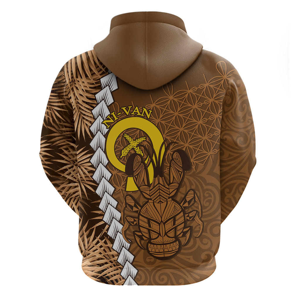 Vanuatu Coconut Crab Zip Hoodie Ni-Van Tropical Leaves With Sand Drawing Art LT14 - Polynesian Pride