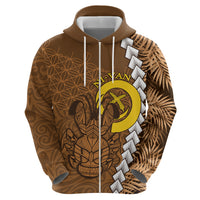 Vanuatu Coconut Crab Zip Hoodie Ni-Van Tropical Leaves With Sand Drawing Art LT14 - Polynesian Pride
