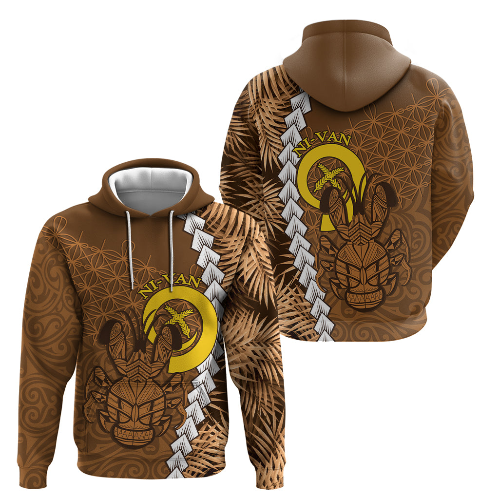 Vanuatu Coconut Crab Zip Hoodie Ni-Van Tropical Leaves With Sand Drawing Art LT14 - Polynesian Pride