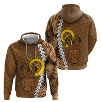 Vanuatu Coconut Crab Zip Hoodie Ni-Van Tropical Leaves With Sand Drawing Art LT14 - Polynesian Pride