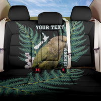 Personalised New Zealand Kakapo Back Car Seat Cover Aotearoa Fern With Manuka LT14 One Size Black - Polynesian Pride
