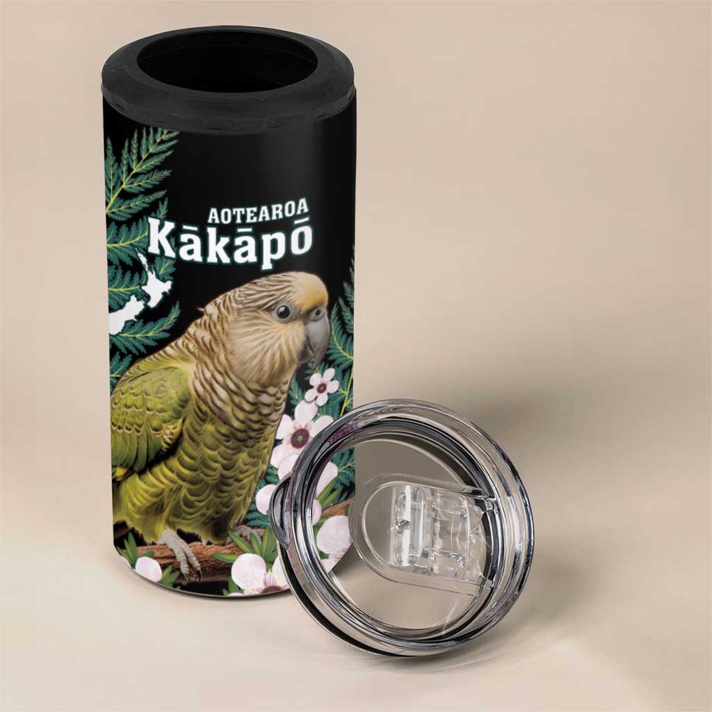 Personalised New Zealand Kakapo 4 in 1 Can Cooler Tumbler Aotearoa Fern With Manuka LT14 - Polynesian Pride