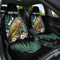 Personalised New Zealand Kakapo Car Seat Cover Aotearoa Fern With Manuka LT14 One Size Black - Polynesian Pride