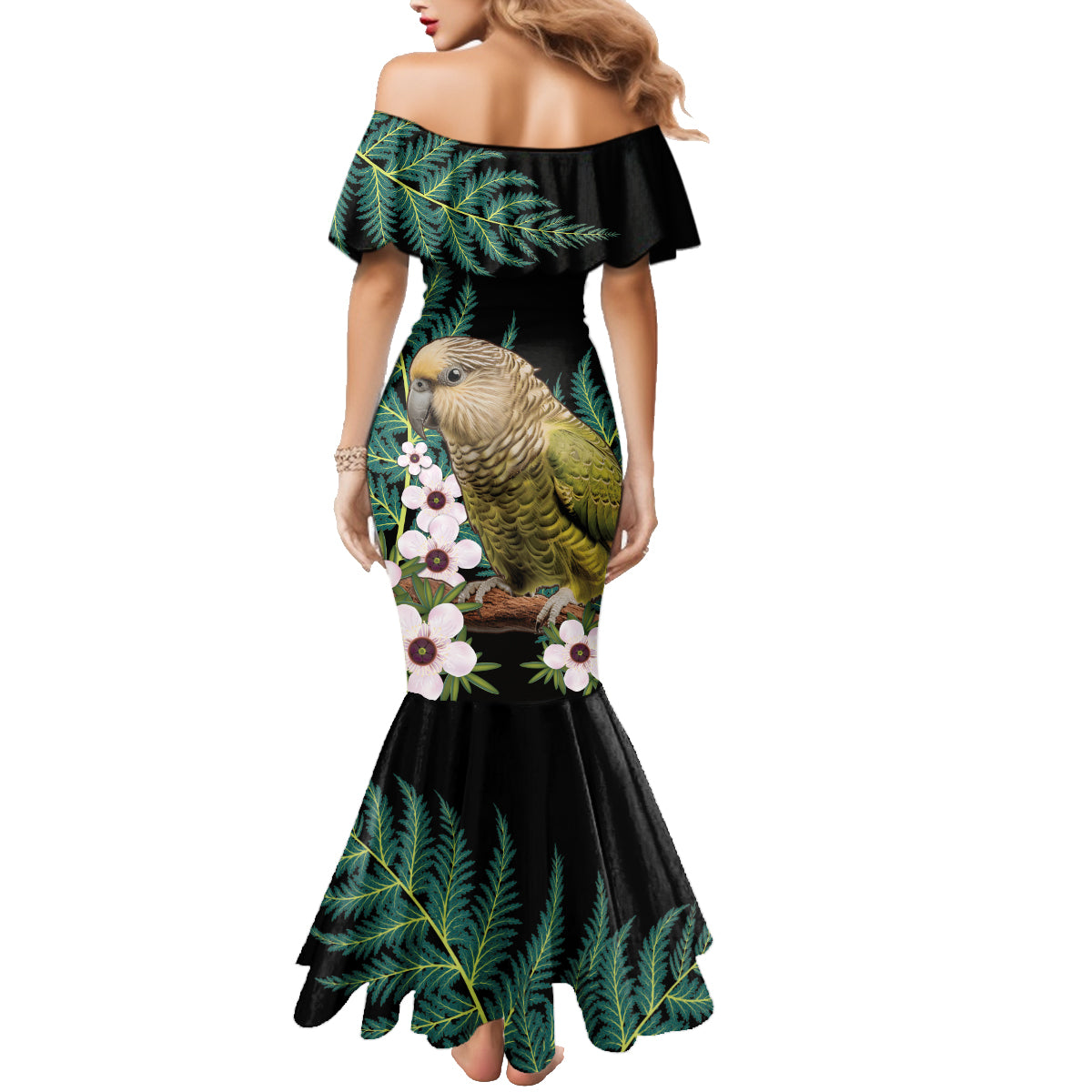 Personalised New Zealand Kakapo Family Matching Mermaid Dress and Hawaiian Shirt Aotearoa Fern With Manuka LT14 - Polynesian Pride