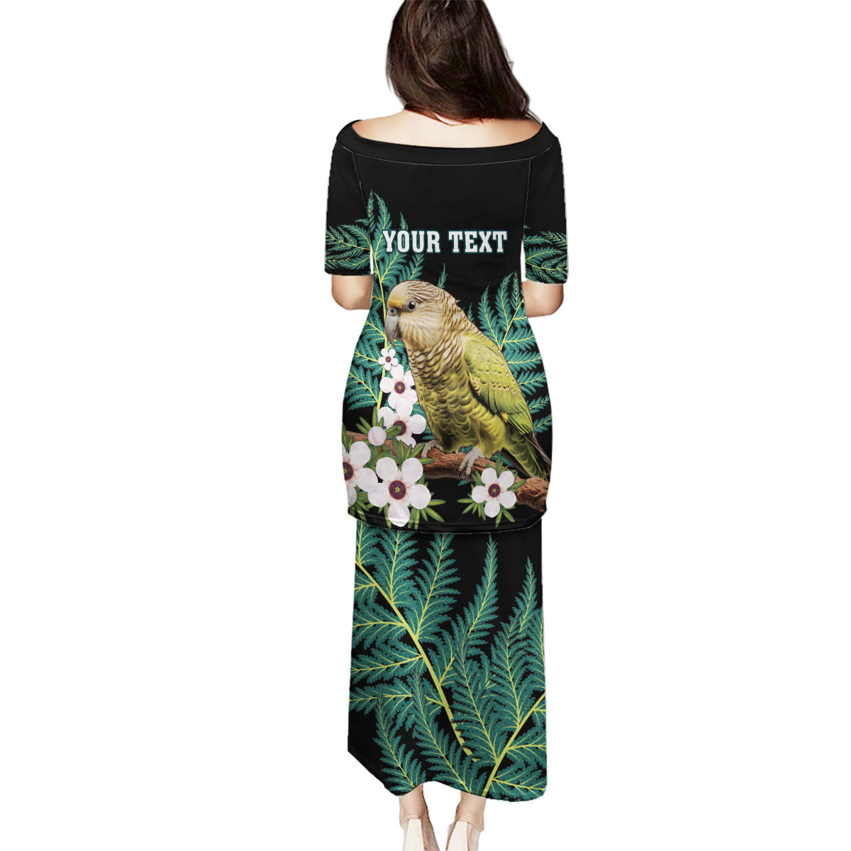 Personalised New Zealand Kakapo Family Matching Puletasi and Hawaiian Shirt Aotearoa Fern With Manuka LT14 - Polynesian Pride