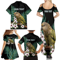 Personalised New Zealand Kakapo Family Matching Summer Maxi Dress and Hawaiian Shirt Aotearoa Fern With Manuka LT14 - Polynesian Pride