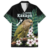 Personalised New Zealand Kakapo Family Matching Tank Maxi Dress and Hawaiian Shirt Aotearoa Fern With Manuka LT14 Dad's Shirt - Short Sleeve Black - Polynesian Pride