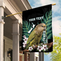 Personalised New Zealand Kakapo Garden Flag Aotearoa Fern With Manuka LT14 House Flag Black - Polynesian Pride