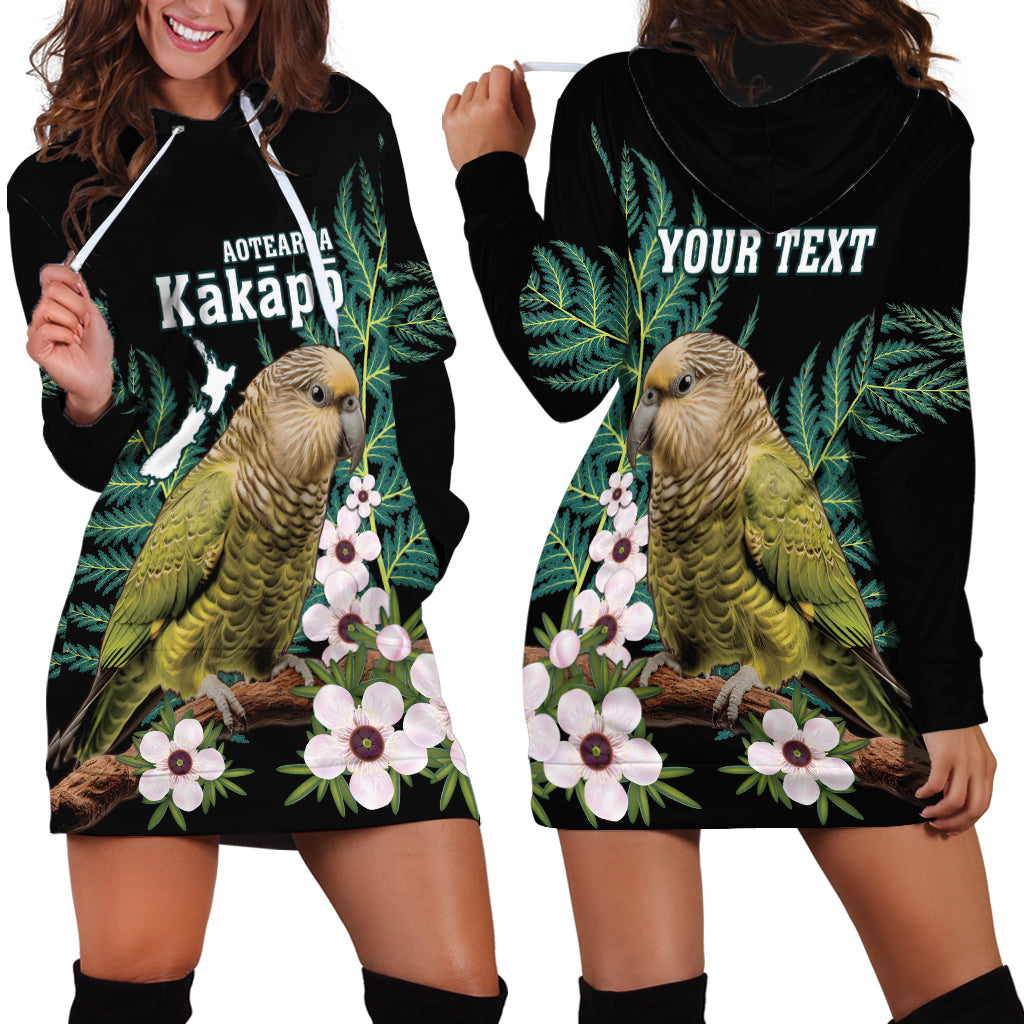 Personalised New Zealand Kakapo Hoodie Dress Aotearoa Fern With Manuka LT14 - Polynesian Pride