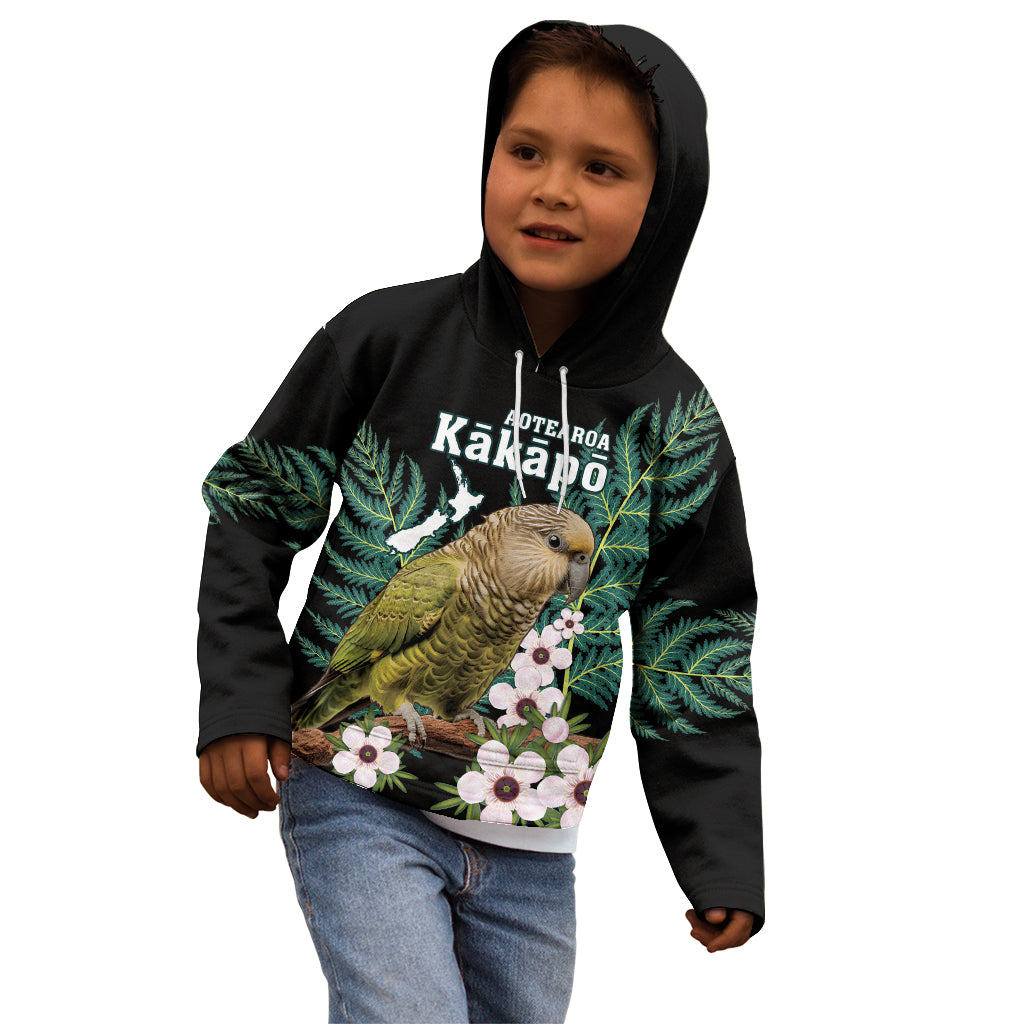 Personalised New Zealand Kakapo Kid Hoodie Aotearoa Fern With Manuka LT14 - Polynesian Pride