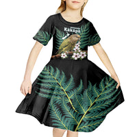 Personalised New Zealand Kakapo Kid Short Sleeve Dress Aotearoa Fern With Manuka LT14 - Polynesian Pride