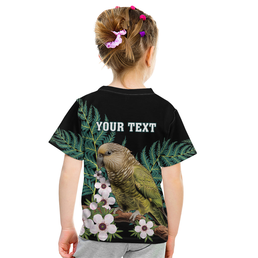 Personalised New Zealand Kakapo Kid T Shirt Aotearoa Fern With Manuka LT14 - Polynesian Pride
