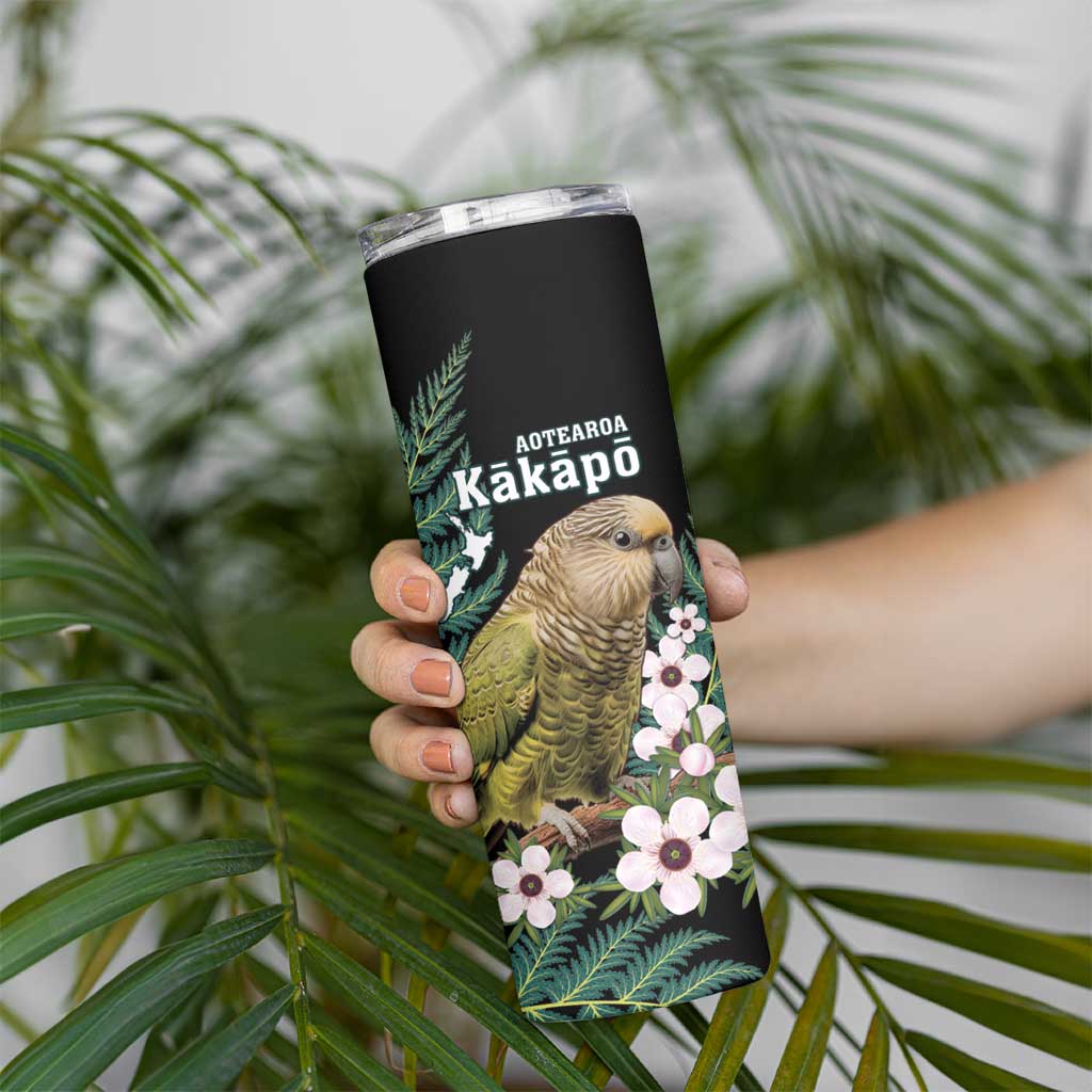 Personalised New Zealand Kakapo Skinny Tumbler Aotearoa Fern With Manuka LT14 - Polynesian Pride