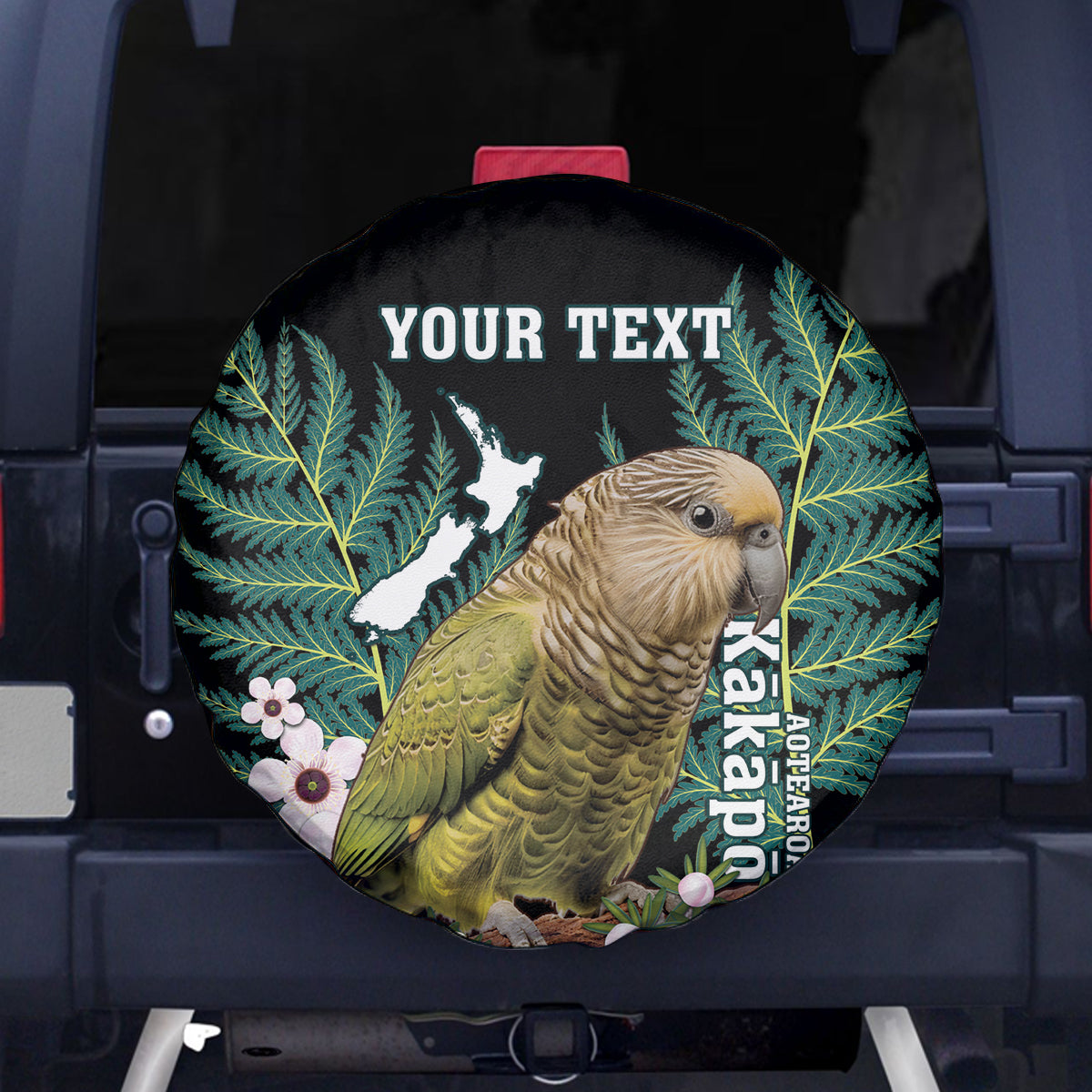 Personalised New Zealand Kakapo Spare Tire Cover Aotearoa Fern With Manuka LT14 - Polynesian Pride