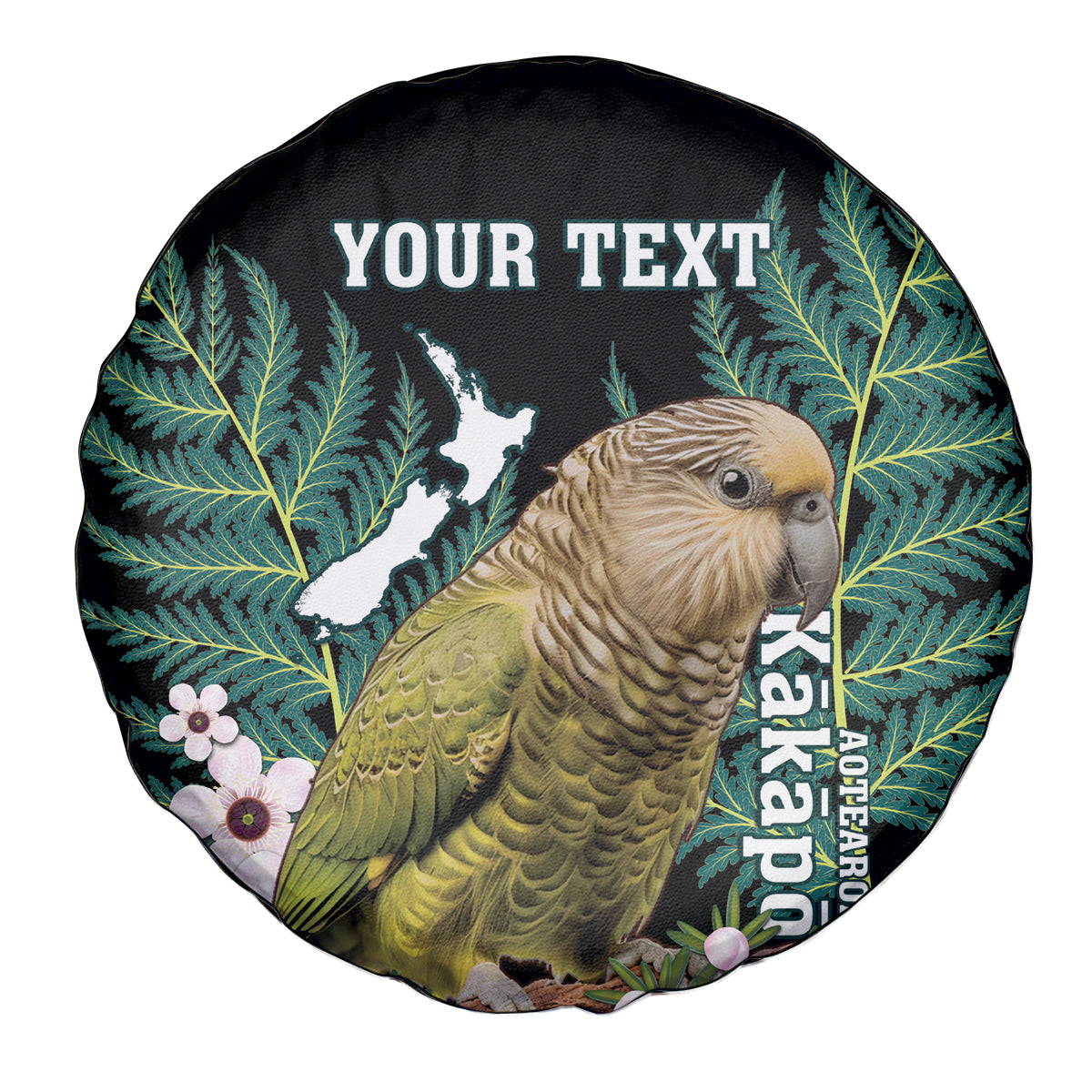 Personalised New Zealand Kakapo Spare Tire Cover Aotearoa Fern With Manuka LT14 - Polynesian Pride