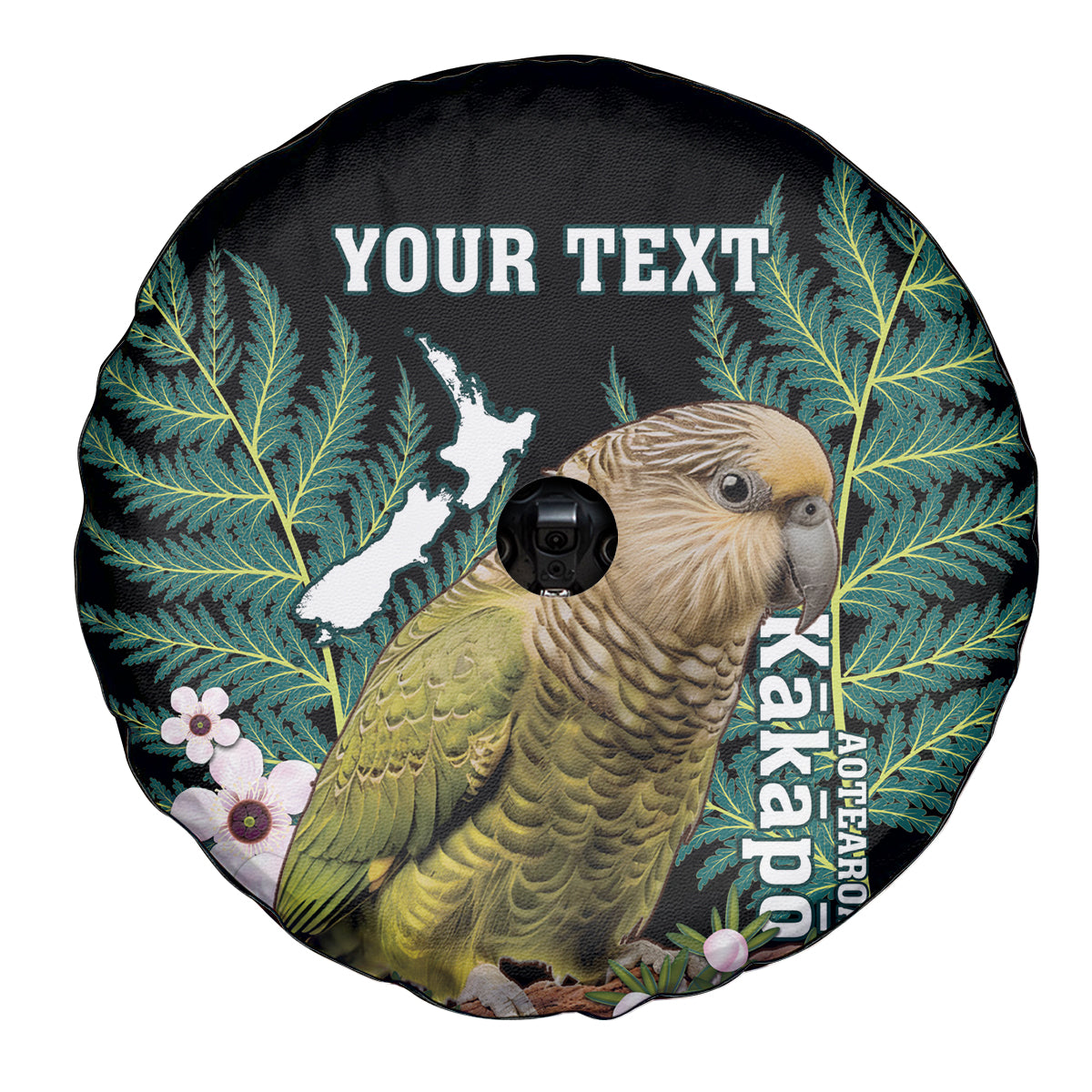 Personalised New Zealand Kakapo Spare Tire Cover Aotearoa Fern With Manuka LT14 - Polynesian Pride