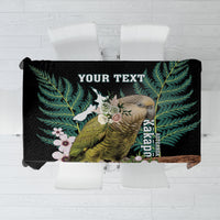 Personalised New Zealand Kakapo Tablecloth Aotearoa Fern With Manuka LT14 Black - Polynesian Pride