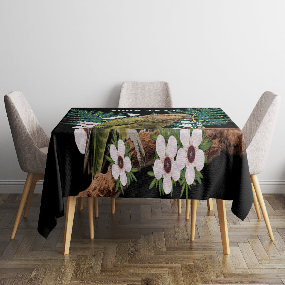 Personalised New Zealand Kakapo Tablecloth Aotearoa Fern With Manuka LT14 - Polynesian Pride