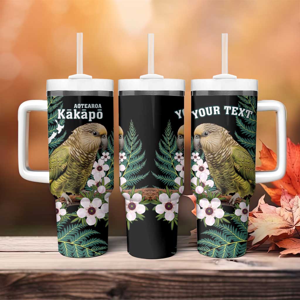 Personalised New Zealand Kakapo Tumbler With Handle Aotearoa Fern With Manuka LT14 - Polynesian Pride