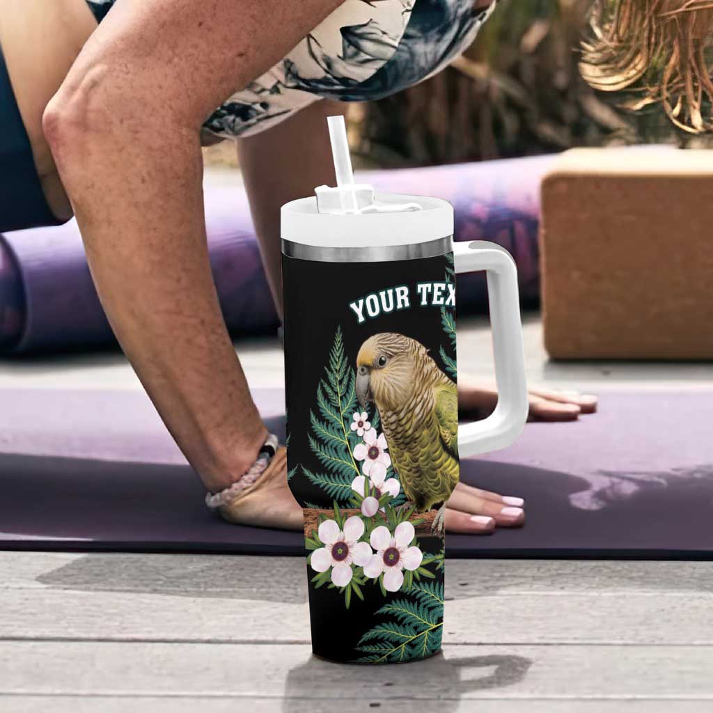 Personalised New Zealand Kakapo Tumbler With Handle Aotearoa Fern With Manuka LT14 - Polynesian Pride