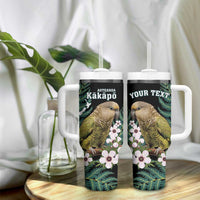 Personalised New Zealand Kakapo Tumbler With Handle Aotearoa Fern With Manuka LT14 - Polynesian Pride
