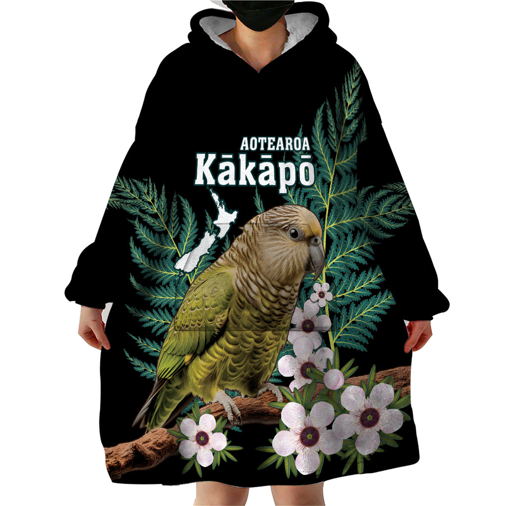 Personalised New Zealand Kakapo Wearable Blanket Hoodie Aotearoa Fern With Manuka LT14 - Polynesian Pride