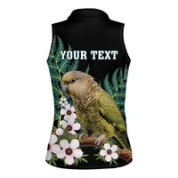 Personalised New Zealand Kakapo Women Sleeveless Polo Shirt Aotearoa Fern With Manuka LT14 - Polynesian Pride