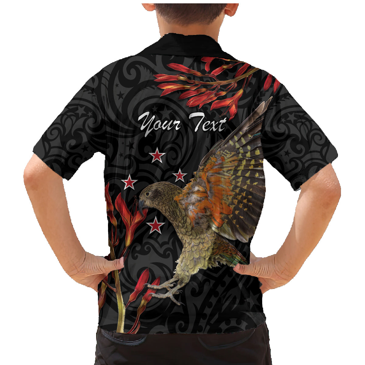 Personalised New Zealand Kea Family Matching Mermaid Dress and Hawaiian Shirt Nestor Notabilis With Harakeke Maori Pattern LT14 - Polynesian Pride
